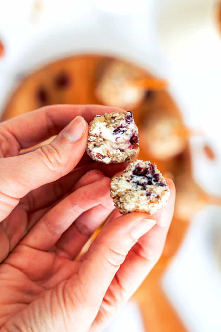 These festive cranberry pecan cheese balls are the perfect bite-sized appetizer for any gathering party during the holiday season.