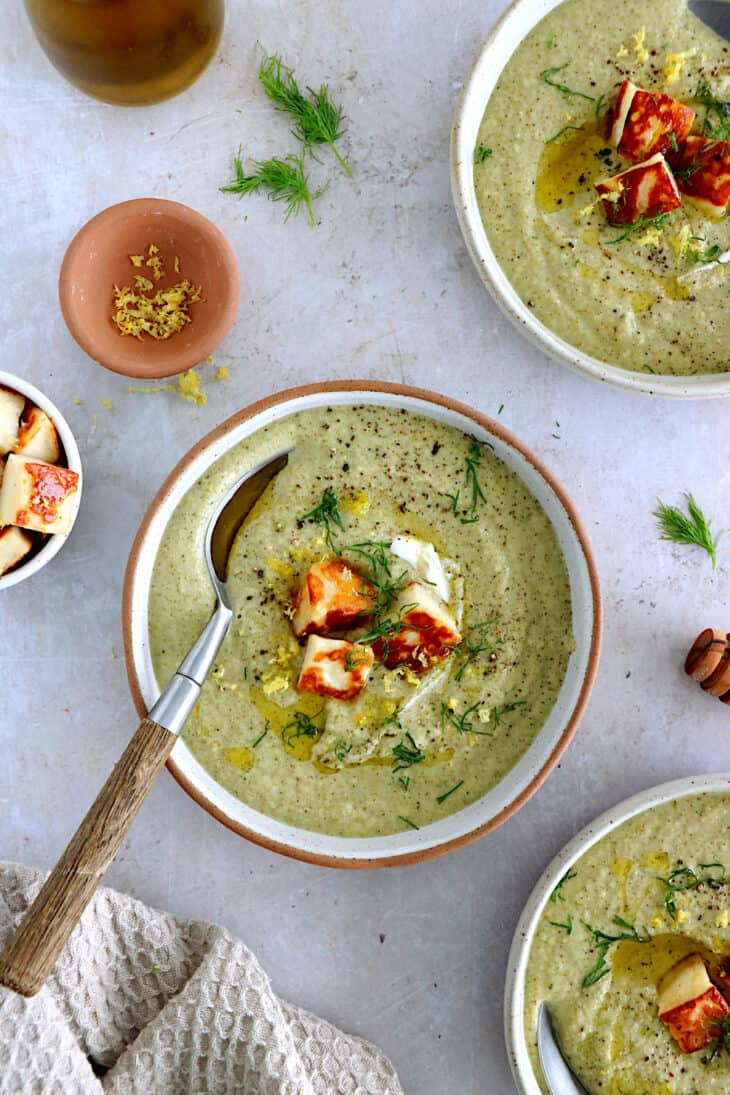 This dill broccoli soup with honey halloumi croutons will make you love broccoli. Hearty and satisfying, it's loaded with refreshing flavors.