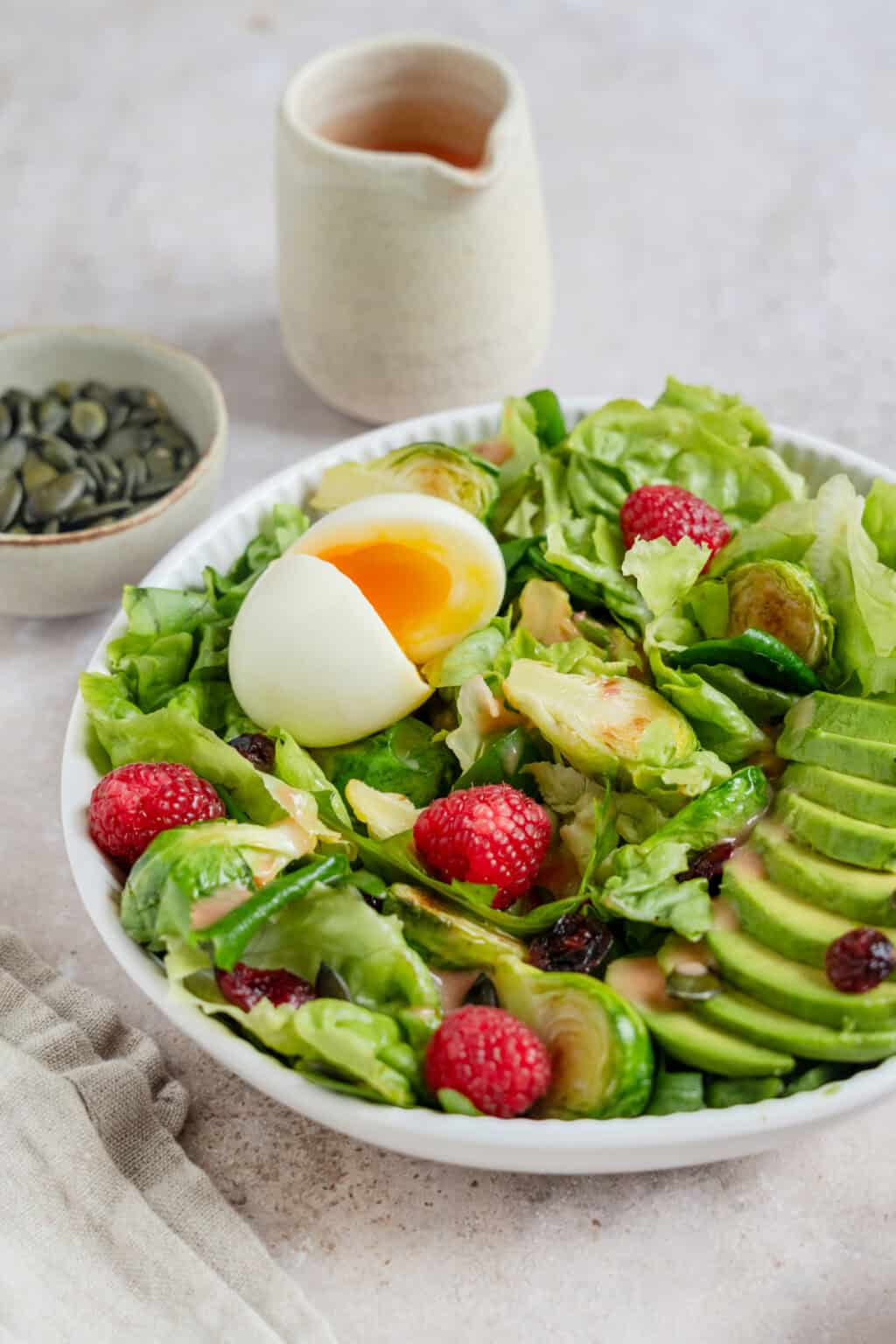 Avocado Raspberry Salad with Soft-Boiled Eggs - Del's cooking twist