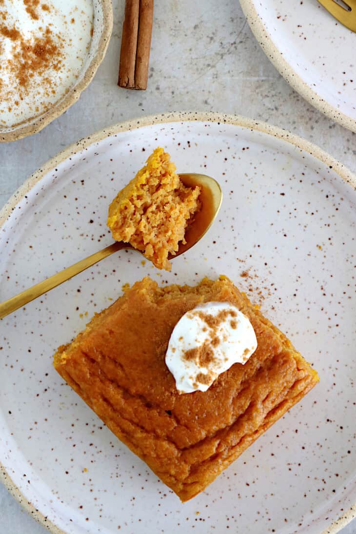 This easy, no-fuss healthy pumpkin cake is moist, tender, lightly sweetened, and loaded with warm and comforting pumpkin flavors.