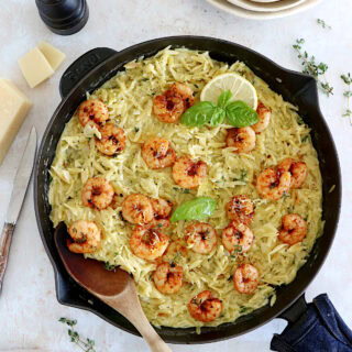 This 30-minute creamy shrimp orzo risotto is prepared with orzo pasta instead of arborio rice and is both quicker and easier to make.