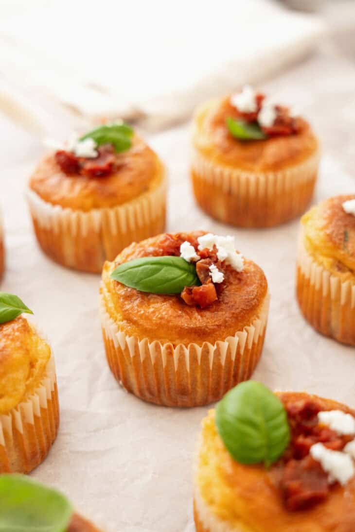 These sun-dried tomato savory muffins with goat cheese make a fantastic and festive one-bite appetizer everyone loves.