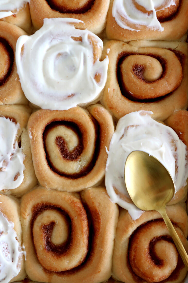 These are the BEST Cinnamon Rolls! Soft and fluffy, they're packed with cinnamon flavors and topped with a gooey cream cheese frosting.