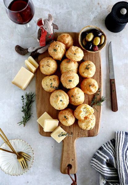 Gougères (French cheese puff appetizer) make a wonderful party food for any special occasion.